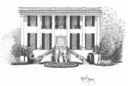 "President's Mansion" - 8" x 10" pen and ink on paper framed