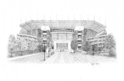 "Bryant Denny Stadium" - 9" x 12" graphite on paper framed