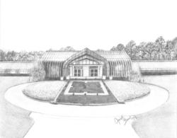 original 11" x 14" graphite on paper of the Birmingham Botanical Gardens